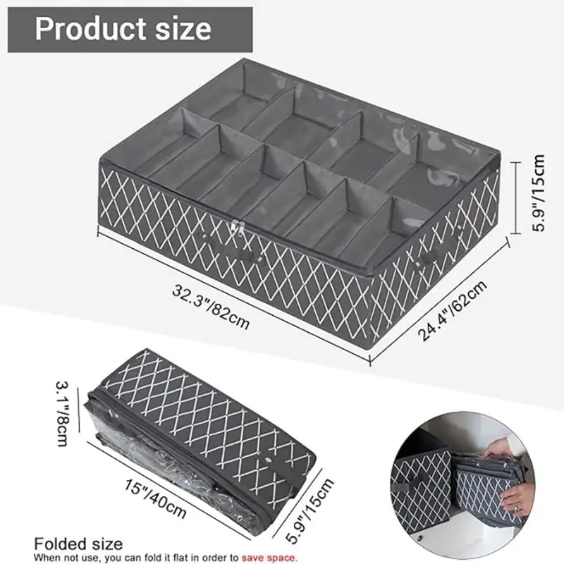 KUUJOJO Under Bed Shoe Storage Organizer for Closet, Foldable Underbed Shoes Containers Boxes Under the Bed Storage Bags