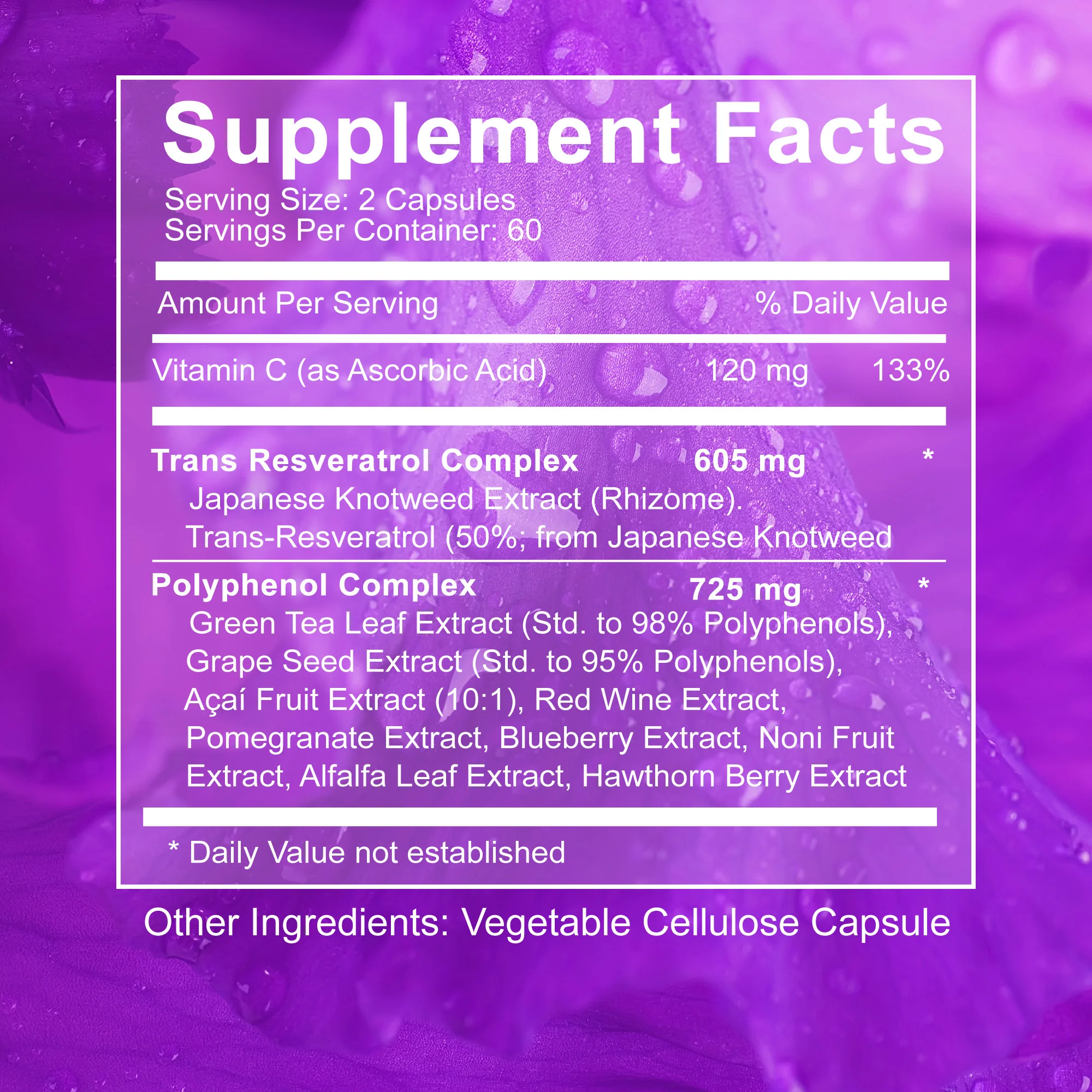 Resveratrol - Enhance The Immune System, Promote Skin Smoothness, Metabolism - 120 Capsules