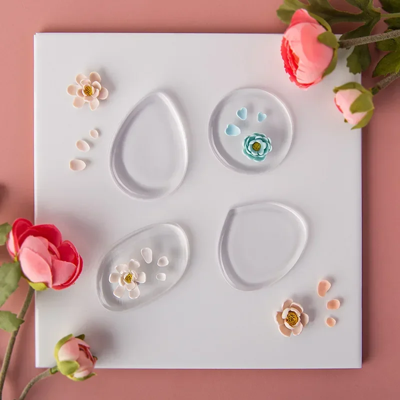 Pétales de Fleurs en Argile Polymère, Polymères de Silicone, Bricolage, Trois Dimensions, Exécutif, Auxiliaire, Transparent, Outils de Poterie