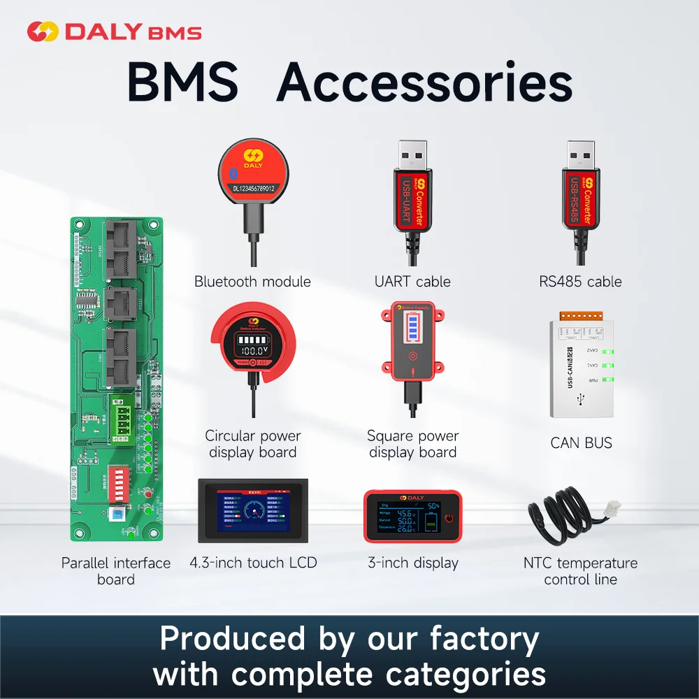 Daly Smart BMS akcesorium WIFI Bluetooth USB UART RS485 moduł kabli NTC wskaźnik pojemności baterii SOC plansza LCD