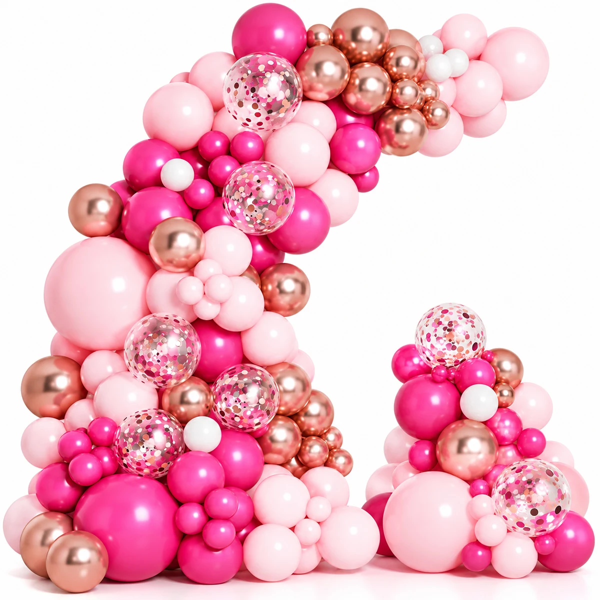 Set di palloncini color oro rosa, ghirlanda di palloncini con palloncini metallizzati e coriandoli, decorazione per feste di compleanno, Halloween e Natale.