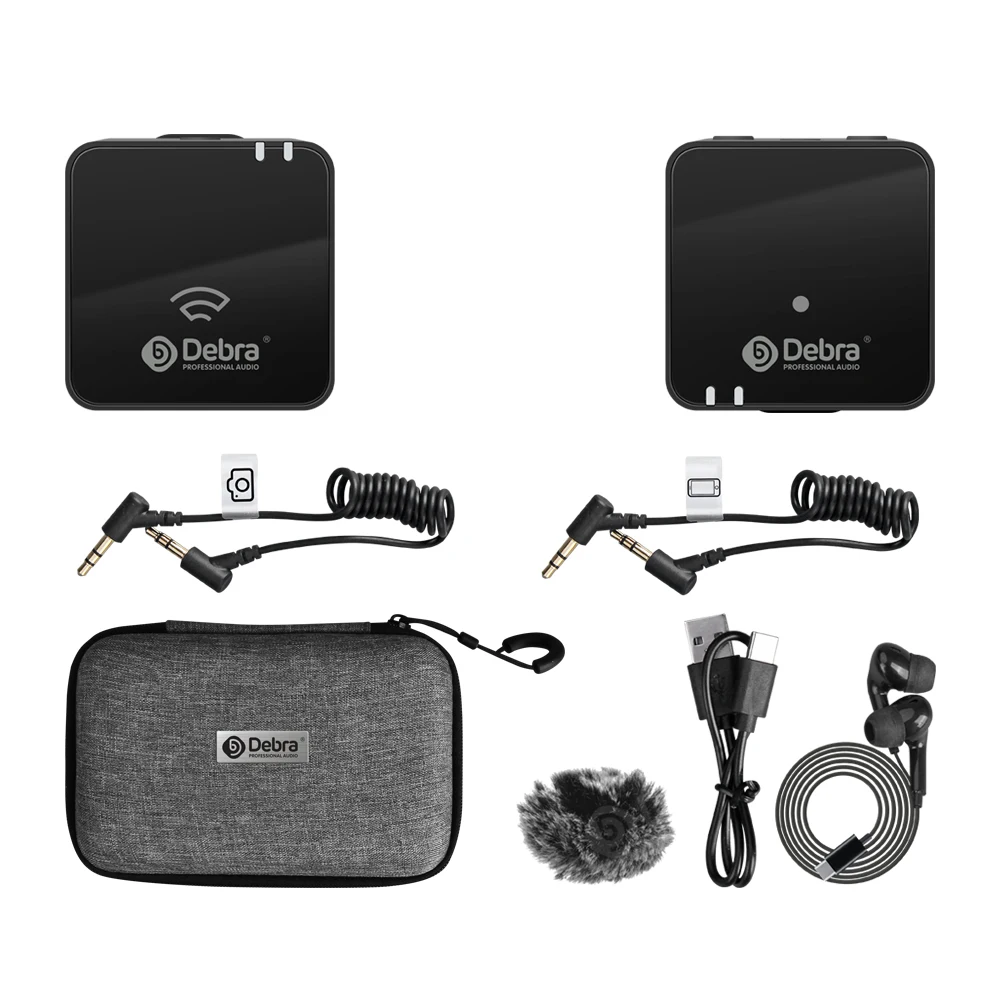 ديبرا-ميكروفون تسجيل لاسلكي ، W90 2.4G ، نطاق 80m ، الحد من الضوضاء 3 مستويات ، DSLR ، الهاتف الذكي ، البث المباشر ، تصوير الفيديو