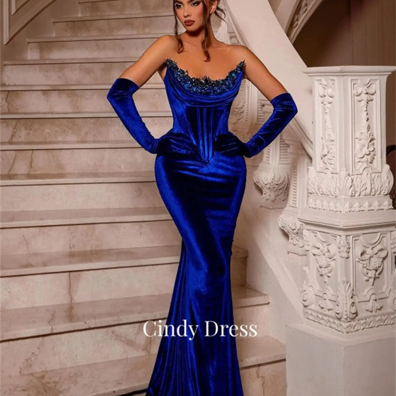 

Cindy Blue Taffeta Mermaid Off the Shoulder New in Dresses Party Dress Woman Luxury Evening 2023 Graduation Gala Women's Prom