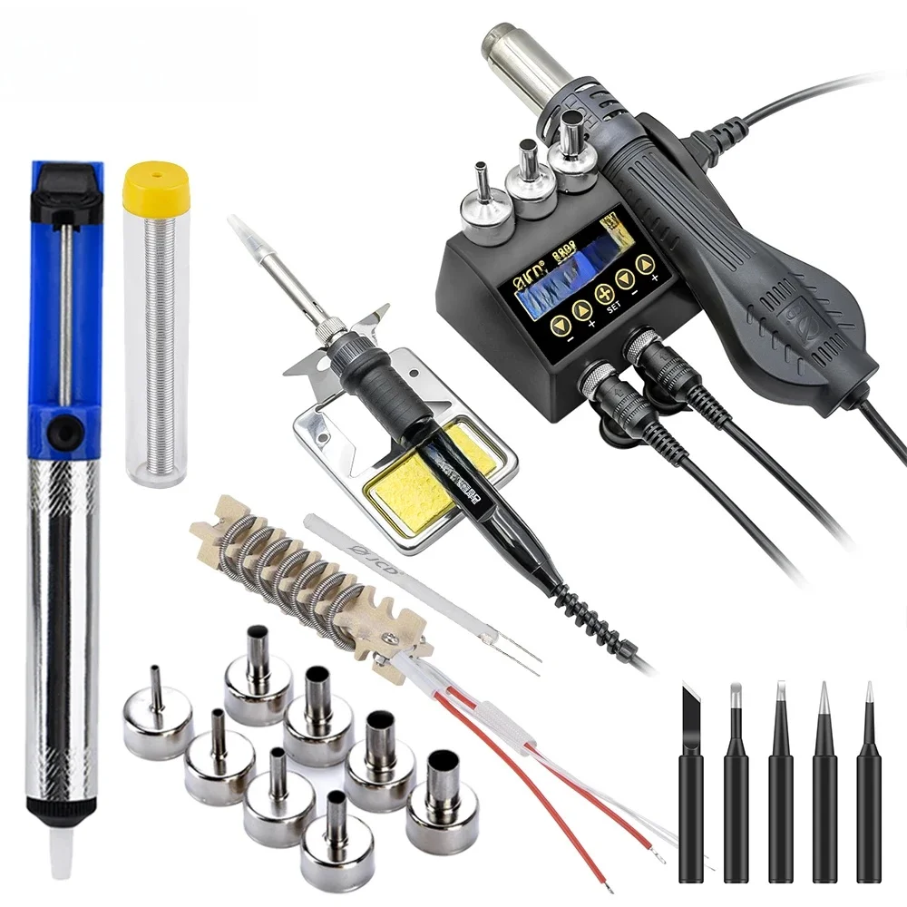 JCD 2 in 1 750W Hot Air Gun LCD Digital Display Welding Soldering Rework Station for cell-phone BGA SMD PCB IC Solder Iron 8898