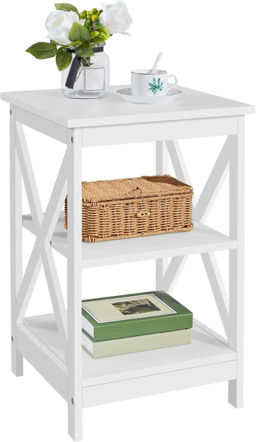 

Приставной столик-тумба X Design для стула/дивана, деревянная подставка-витрина для гостиной, ножки из массива дерева, белый