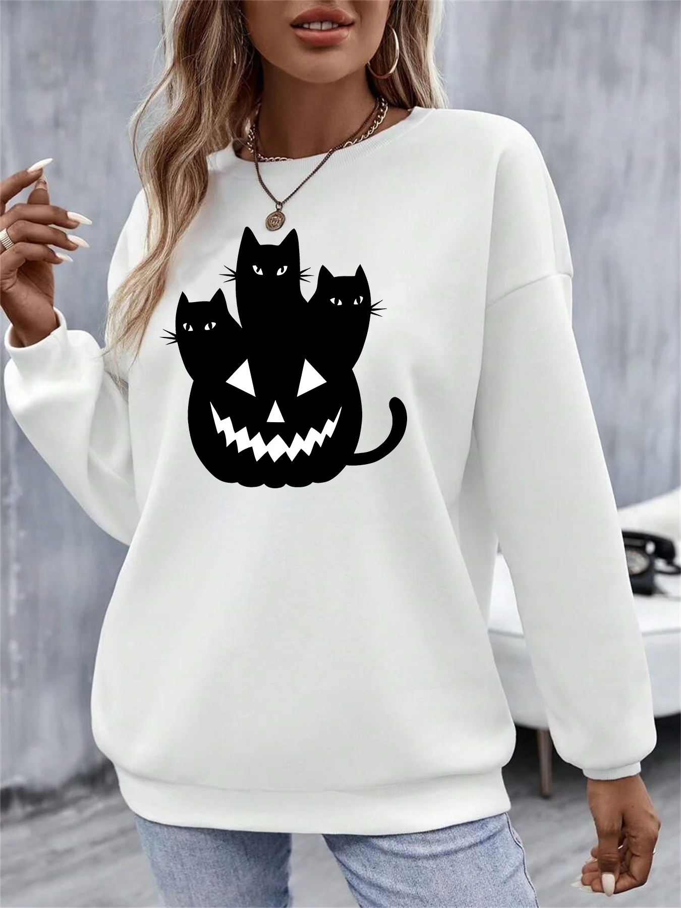 

2024 Happy Halloween Skeleton Crewneck Vintage Fall Halloween Casual Sweatshirts Streetwear Hiphop Fashion Funny Sports Hoodies