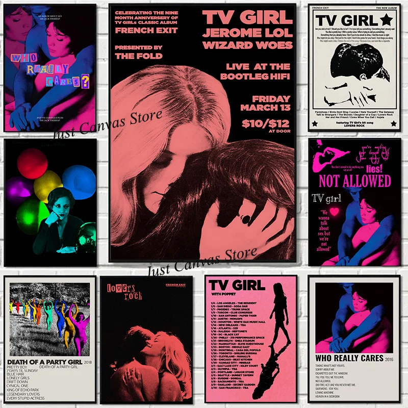 Vintage TV Girl Music Albums French Exit Posters Canvas Painting Aesthetic Wall Prints Pictures for Room Home Decoration Cuadros