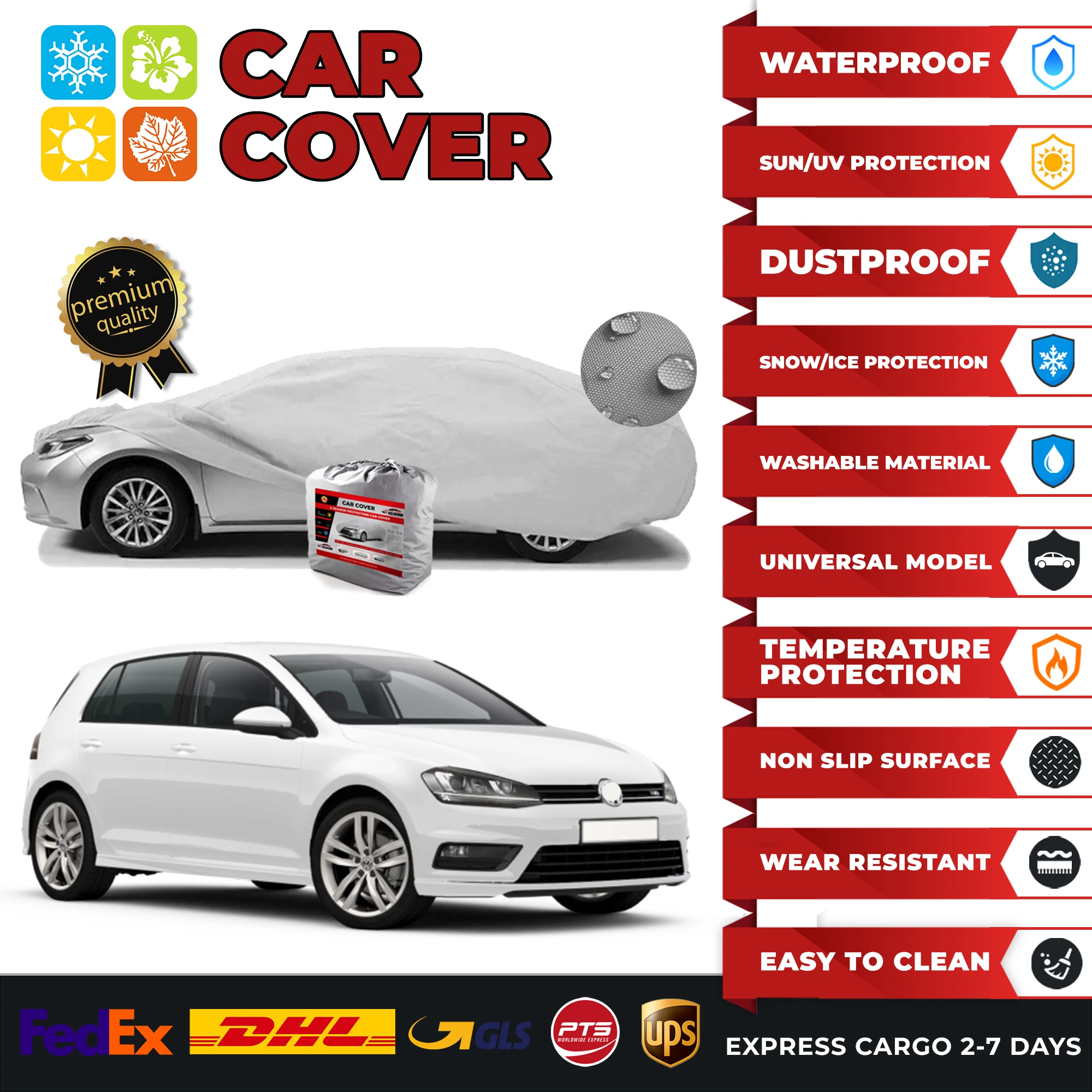 

Автомобильный чехол для Volkswagen Golf 7, универсальный автомобильный чехол для дома и улицы, полноразмерный автомобильный чехол, защита от солнца, УФ, снега, пыли
