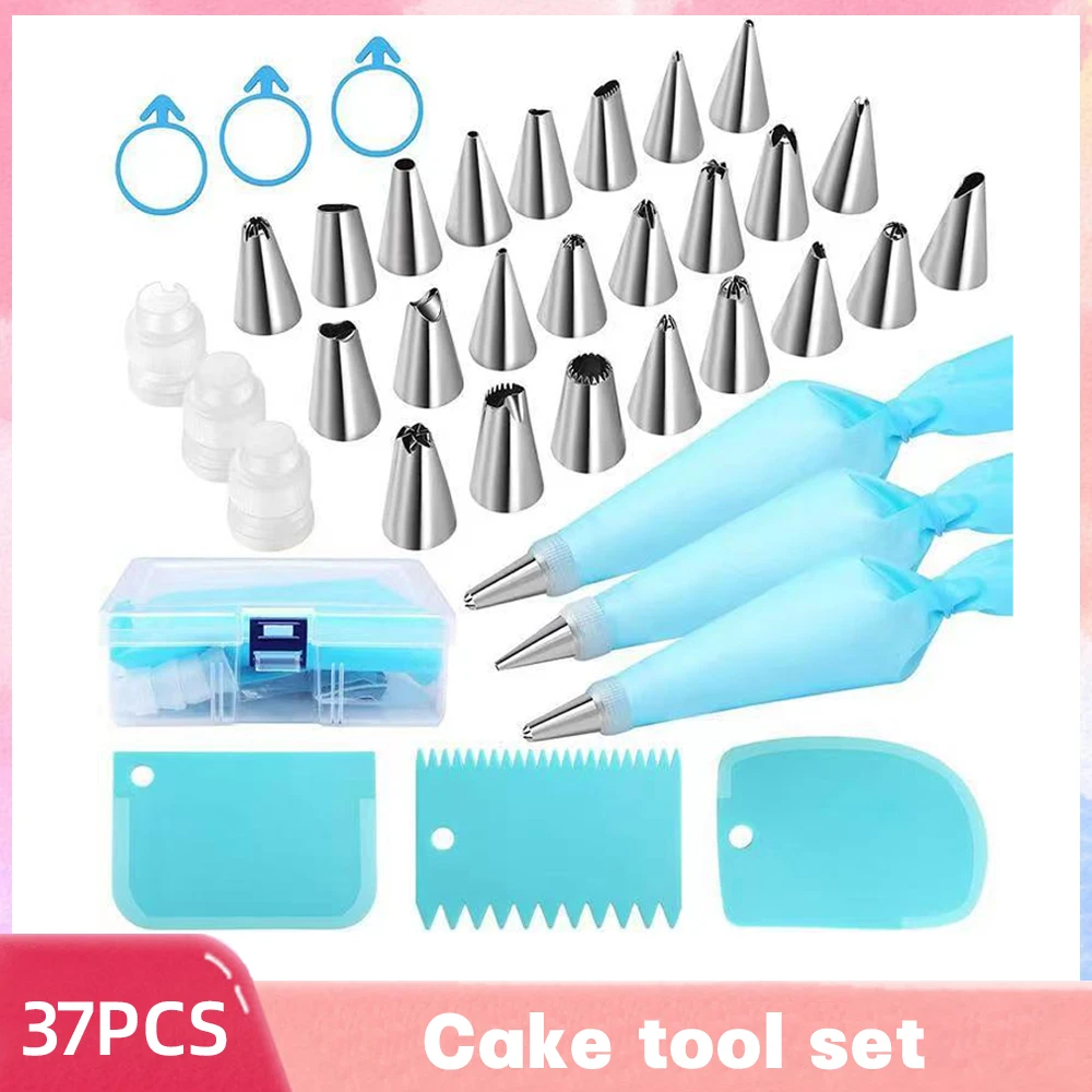 

36/37/39/42PCS Cake Decorating Nozzle Set Piping Bags Reusable Baking Tool Kitchen Gadgets Accessories Cake Mold Stainless Steel