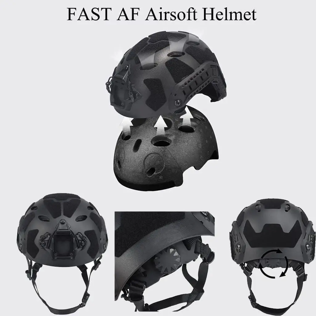 Tactical FAST Helmet Set Adjustable Airsoft Paintball Helmet with Headset Battery Bag NVG Model for Outdoor Hunting Cosplay Game