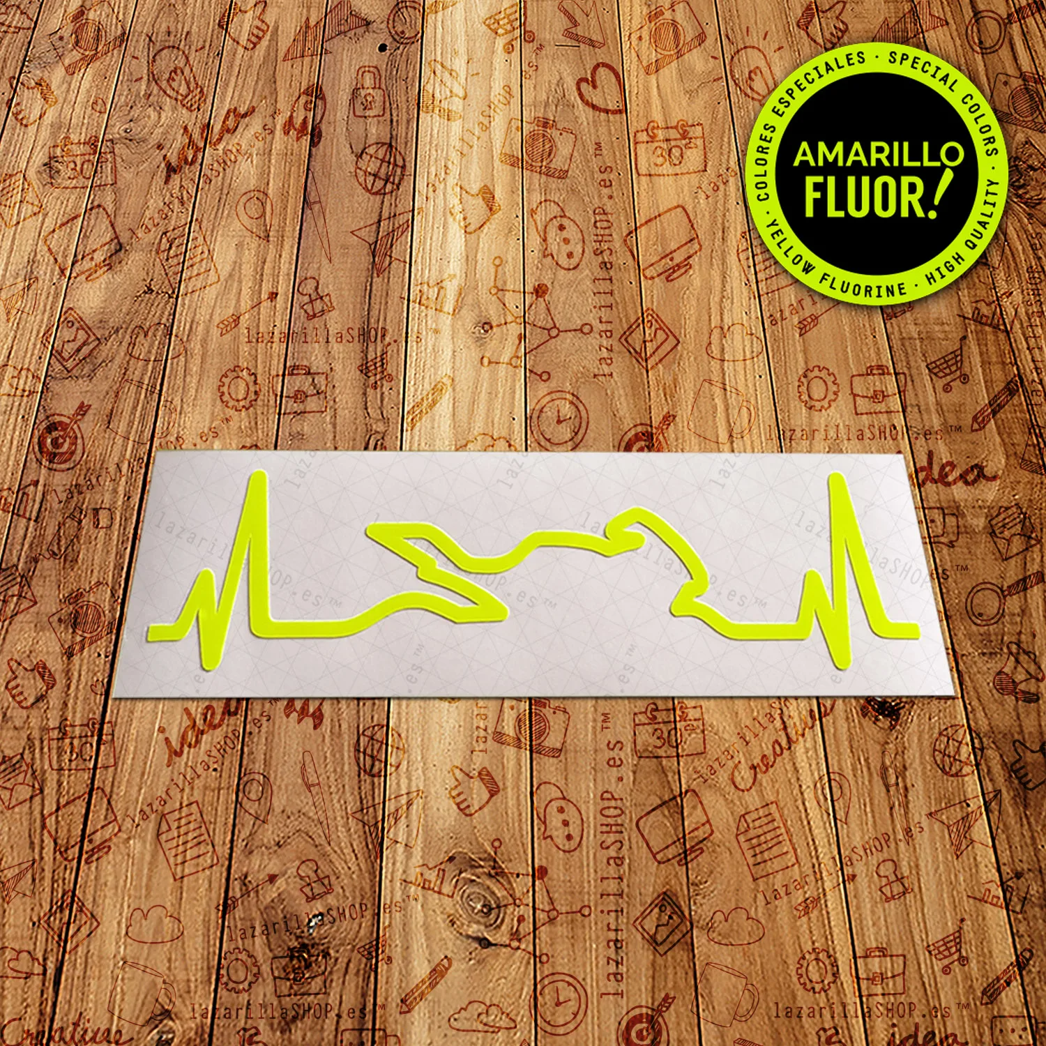 Yellow vinyl FLUOR cardio 10CM stickers motorcycle sticker for helmet stickers car vinyl fluor yellow lazarillaSHOP™