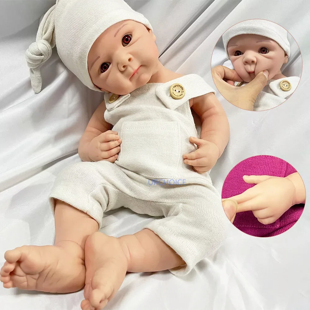 Exquisit handbemalte 19-Zoll-Silikon-Reborn-Babypuppe, lebensechtes Neugeborenes Mädchen für Kunstsammlung, Kinderzimmer, Weihnachtsgeschenk