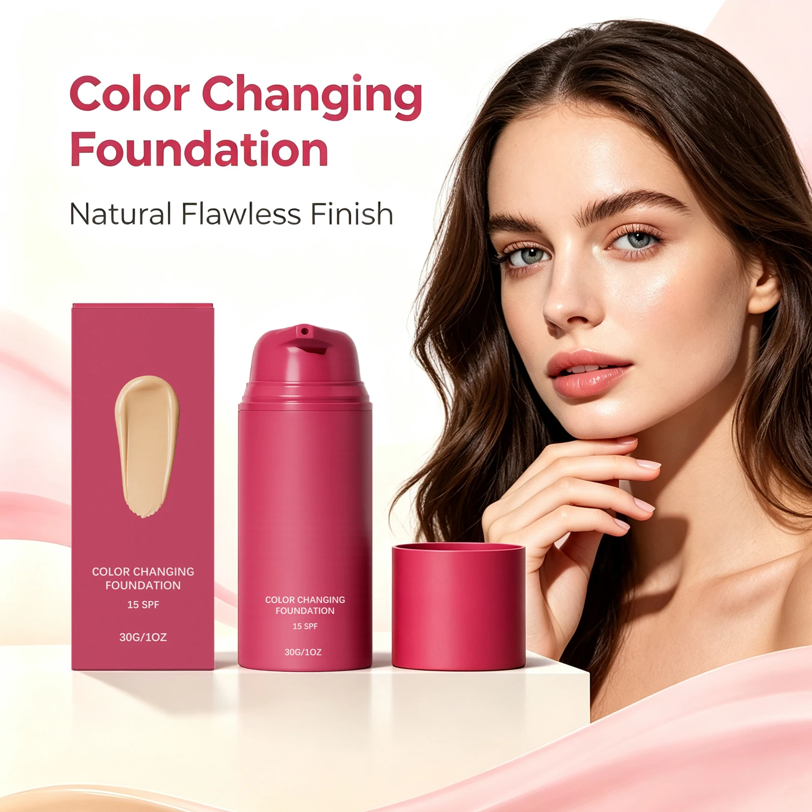 Natural Tone Color Changing Foundation Adjusting Even Skin Texture Smooth Flawless Finish Long Lasting Lightweight Breathable Non Greasy Liquid Makeup
