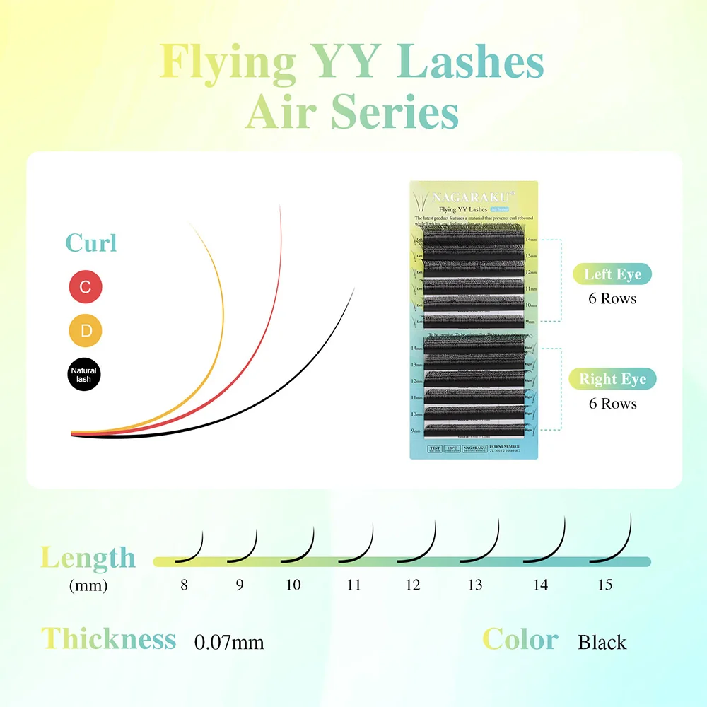 NAGARAKU Flying YY Wimpernverlängerungen Air Serie Fox Soft Natural Brazilian Volume Premium Mink Mega – Detail 6