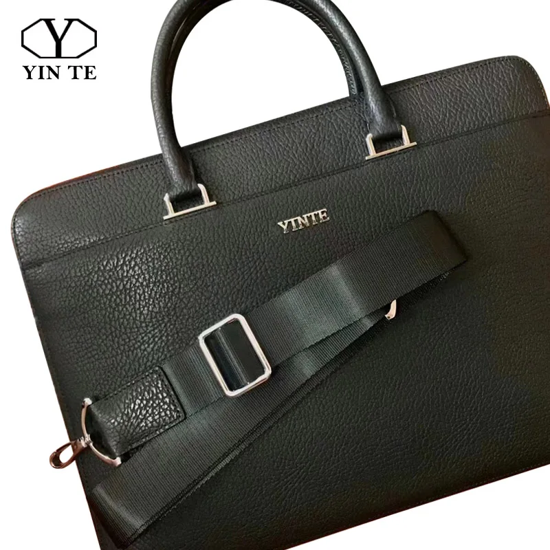 YINTE Handbags Men's Genuine Leather Messenger Bags Male Business Travel Crossbody Shoulder Bag for Men Office Briefcase Totes