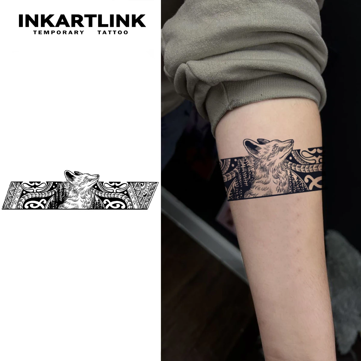 Fox Armband temporary tattoo sticker, waterproof magic tattoo, lasts to 15 days fake tattoo, semi permanent tattoo