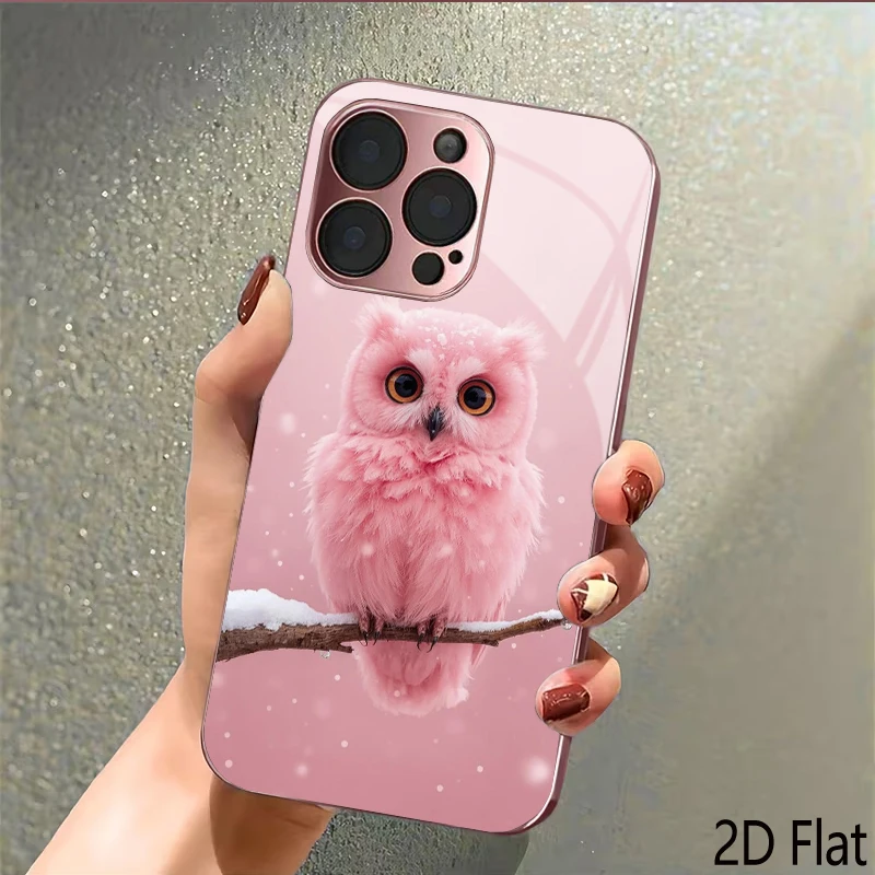 OwlSnow 2DFlat For iPhone17 18 16 15 14 13 12 11 Pro Max XS XR 8 7Plus Phone Cover Shockproof Protective Back Cover