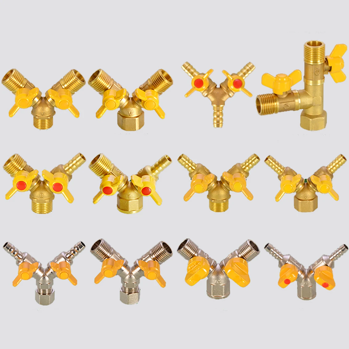 1/2＂Brass Gas Three-Way Valve Natural Gas Hose Pagoda Head Intubation Gas Connector Liquefied Gas Three-Way Ball Valve