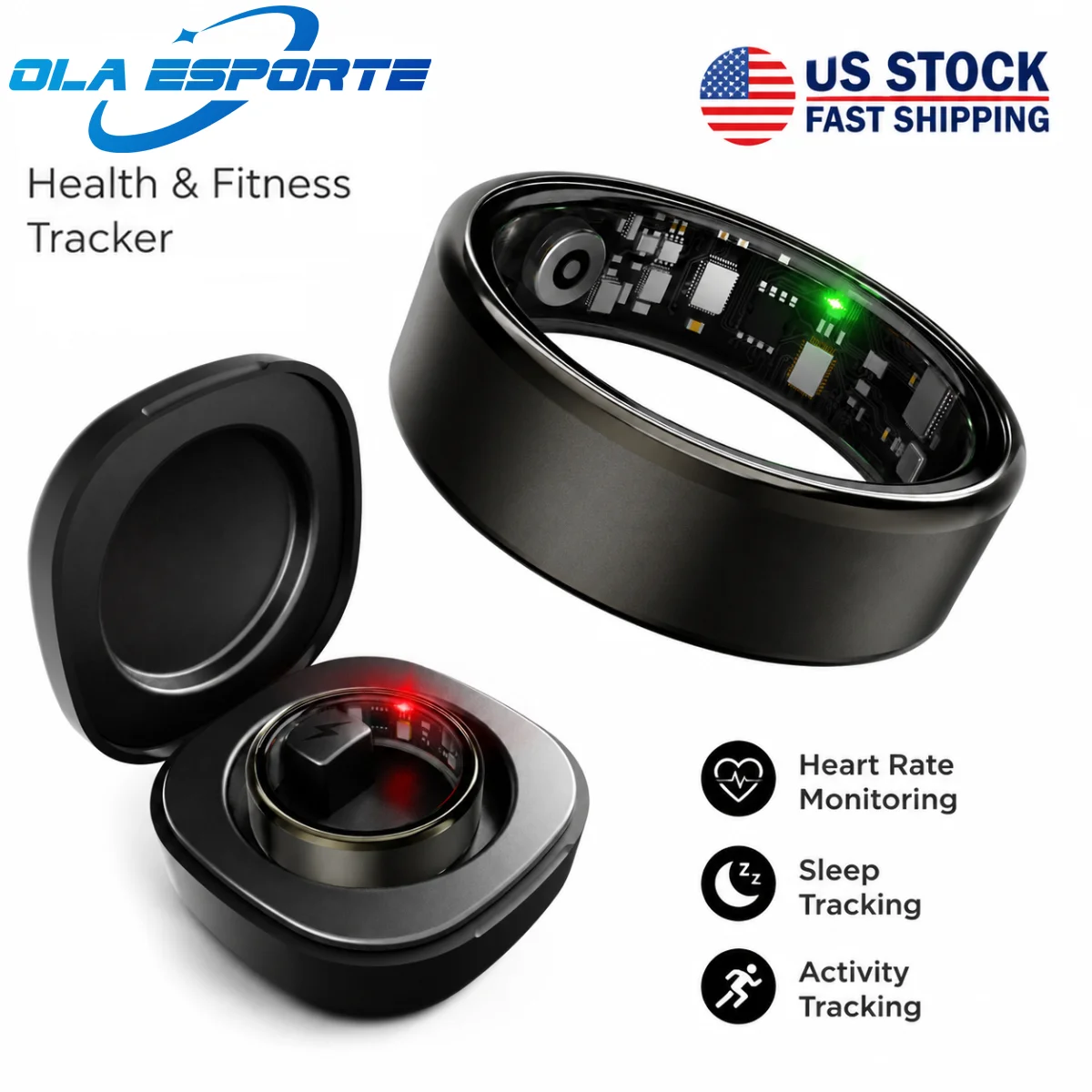 Smart Ring with Charger Box For Men Women Couple Smartring Free Gift （Local USA Free Ship）Health Monitor 100+ Sport Modes Couple Ring