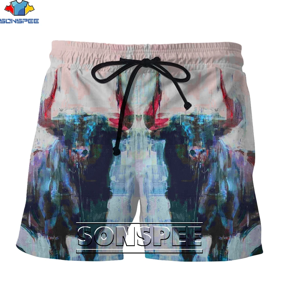 SONSPEE Summer New American Basketball Pants Sports 3D Printing Bull Yak Training Men's Loose Oversized Print Streetwear Board