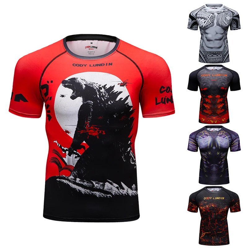 Cody Lundin-Manga Curta Camisetas Fitness, Combate BJJ Rash Guards, MMA, Jiu Jitsu Sem Camisa Gi, Luta Wear, Sublimação