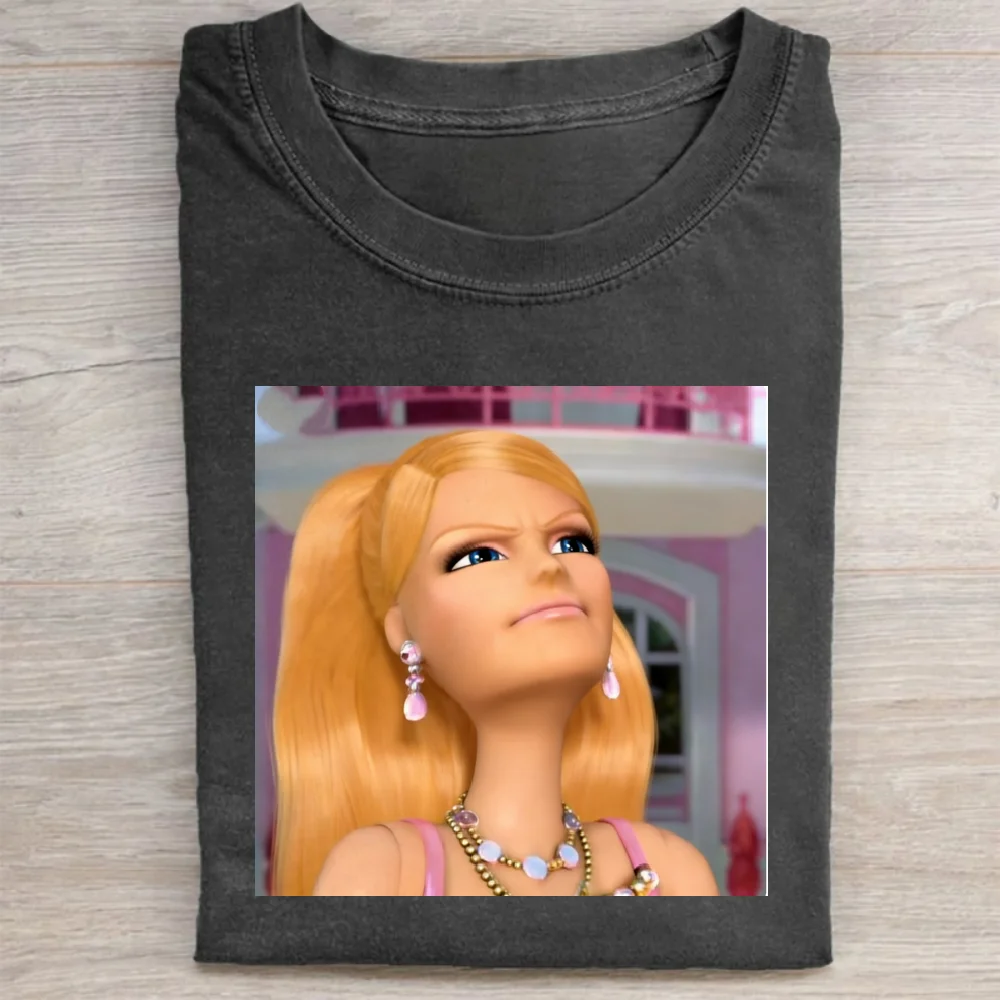 Moda boneca padrão t camisa solta unisex casual t confortável estilo de rua vestuário tendência amante uso diário concerto outfit presente