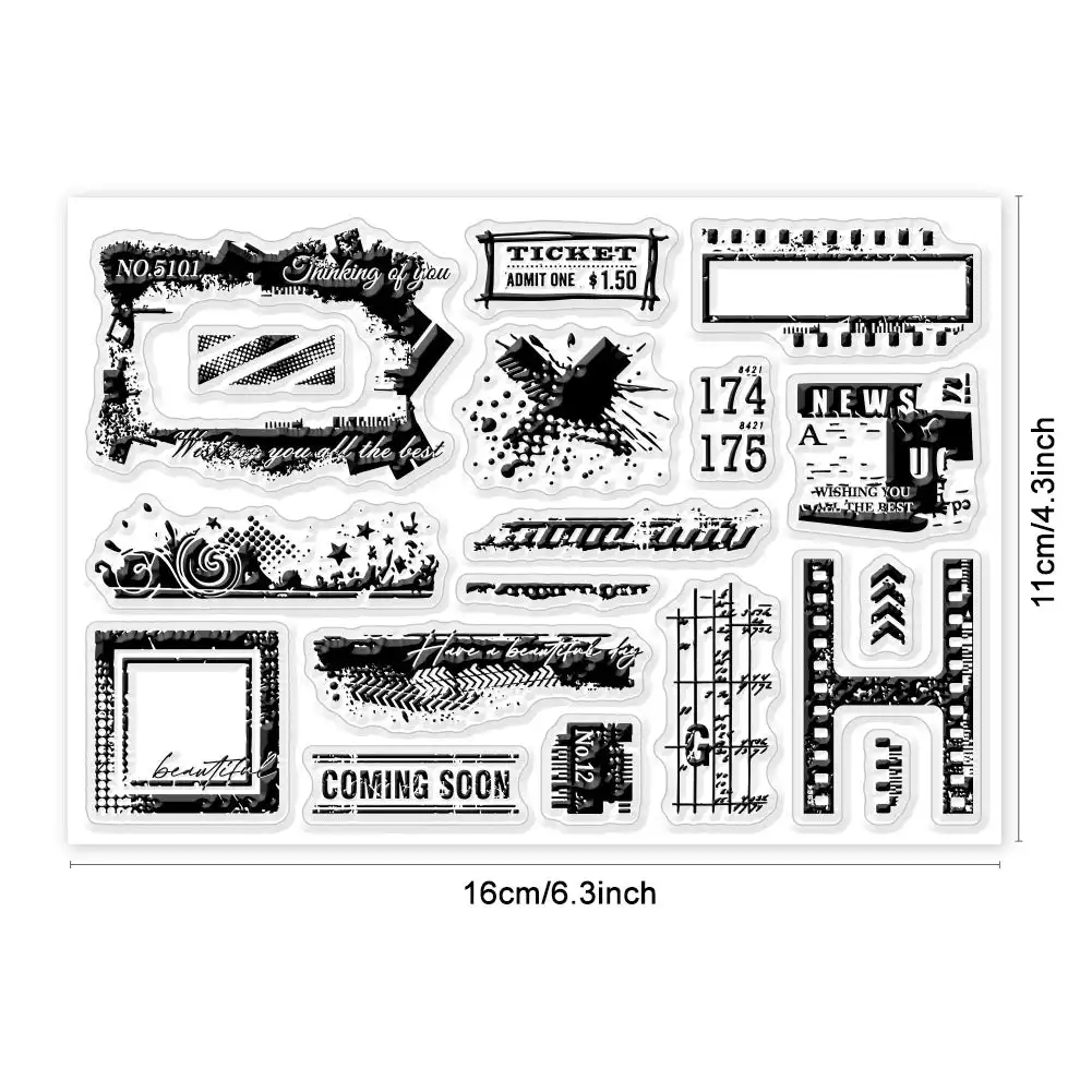 2023 New ticket background stamp Clear Stamps for Scrapbooking Transparent Silicone Rubber DIY Photo Album Decor 1028