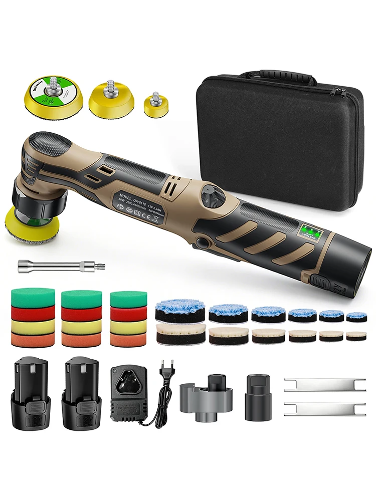Kabelloser 12V Mini-Autopolierer, kabellose Autopoliermaschine mit 1/1,5/3 Zoll Polierpads-Set für Autowachs.