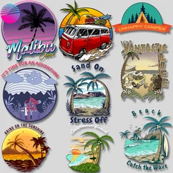 Gorgeous Scenery Sunset Beach Sea Coconut Tree Images Ironing Stickers Thermal Transfer Vinyl Patches Clothes Accessory