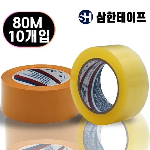 삼한 박스테이프 경포장 80m미터 투명 황색 10개 OPP 포장용 테이프 Best5 삼한 박스테이프 경포장 80m미터 투명 황색 10개 OPP 포장용 테이프 Best5
