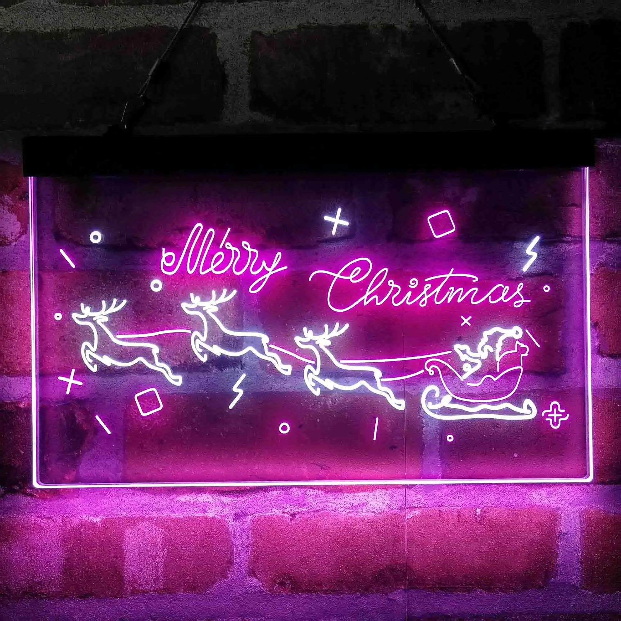 

Custom Neon Merry Christmas Santa Claus Reindeer Dual Color LED Merry Christmas Santa Claus Sleigh Reindeer LED Neon Light Sign