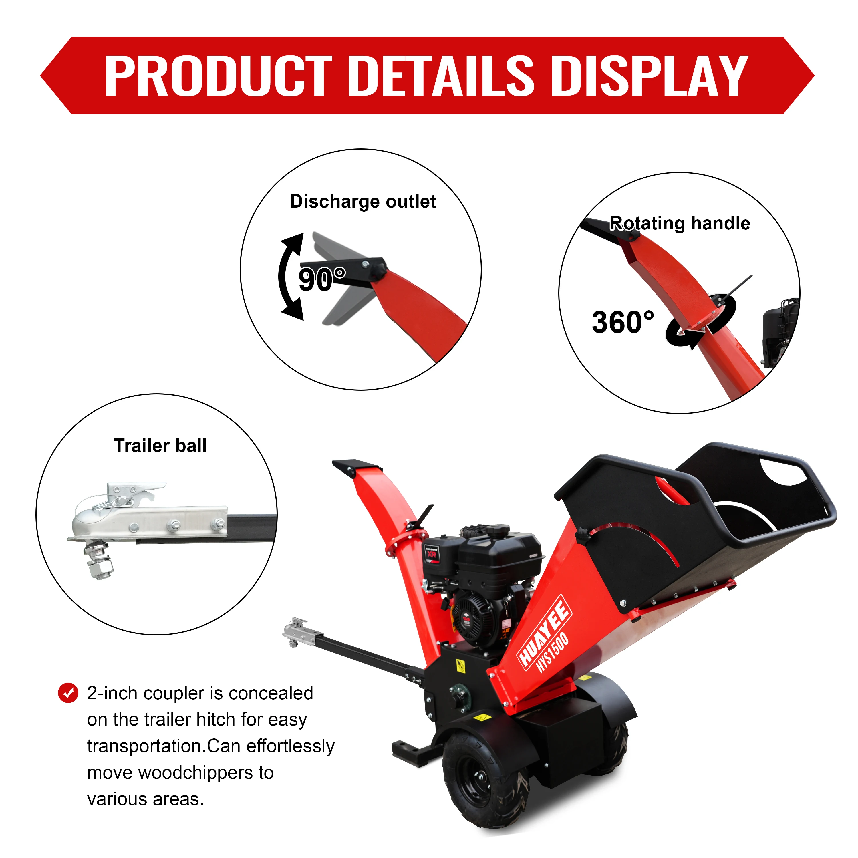 5 بوصة 420cc تعمل بالغاز آلة طاحونة الخشب مع قضيب السحب/زر إيقاف الطوارئ