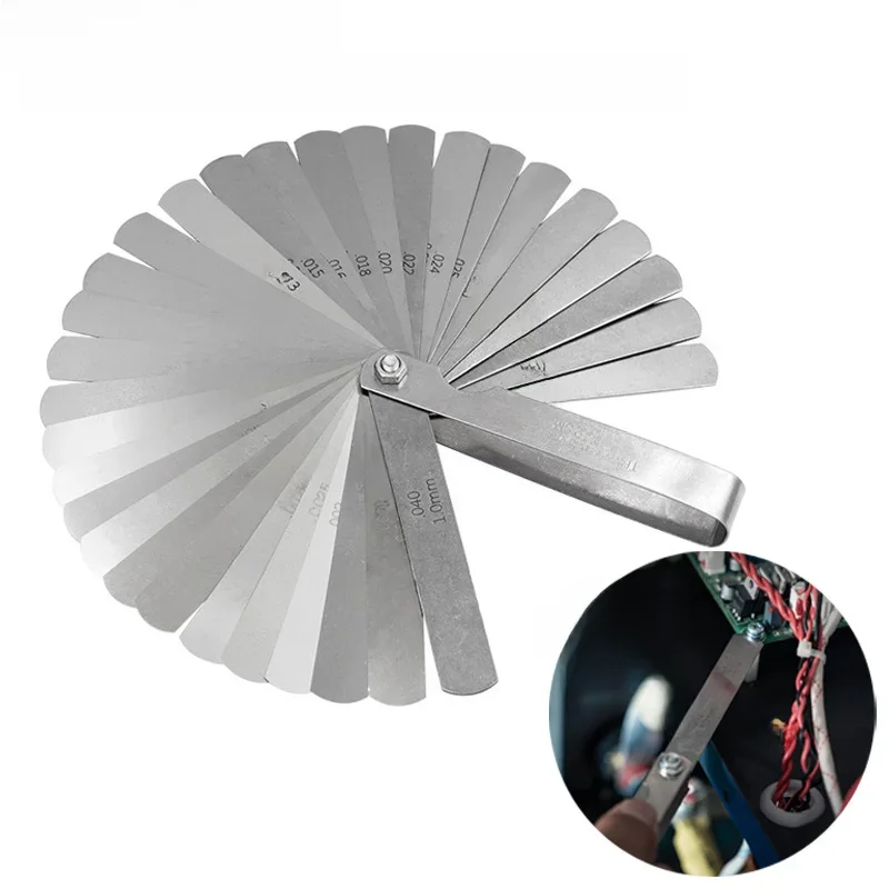 Jauge d'épaisseur, jeu de 32 lames, métrique MM, pouce impériale, outil de mesure d'écart droit, calibrateur de Valve, sonde, moule de moto