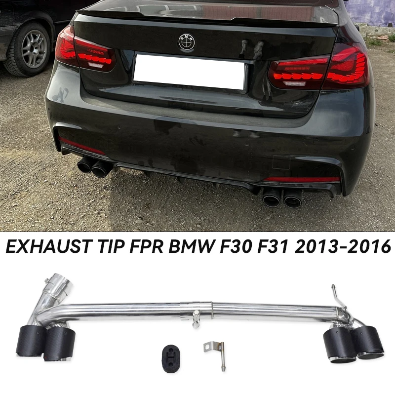 

Quad Car Exhaust Tip Tailpipe For BMW F30 F31 320i 318i F32 420i 2013-2016 M Sport 3 Series Carbon Muffler Tip Exhaust System