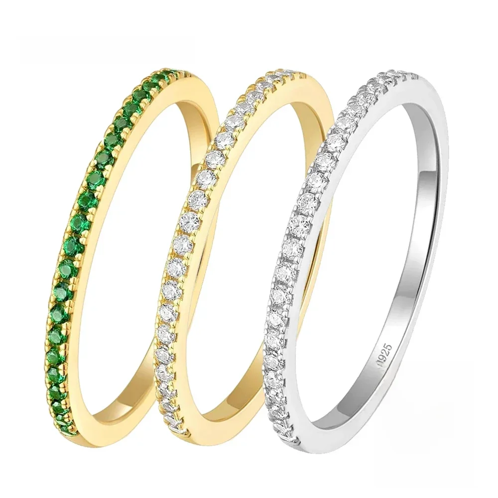 Monkton 1.6mm Srebrne Pierścionki Zaręczynowe Próby 925 dla Kobiet, Złota Obrączka Ślubna z Diamentami 14K, Pół-wieczna Obrączka dla Dziewczyny, Prezent Biżuteryjny — zdjęcie 2