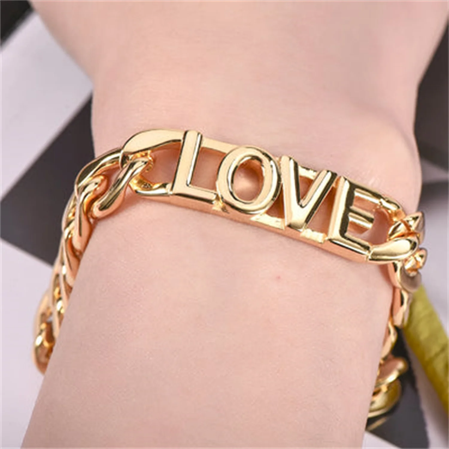 Personalized Name Bracelet With 12mm Cuban Link Chain Stainless Steel Charms Handmade Gold Plated Bracelet  For Women Men Gift