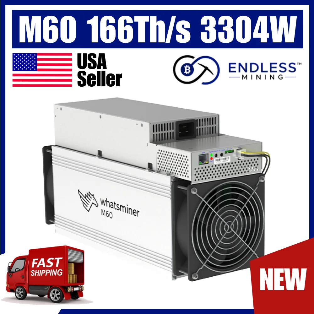 Compre 3 e ganhe 2 grátis EndlessMining ™   WhatsMiner M60 166Th/s 3304W - Minerador Bitcoin ALGO SHA256d 2024