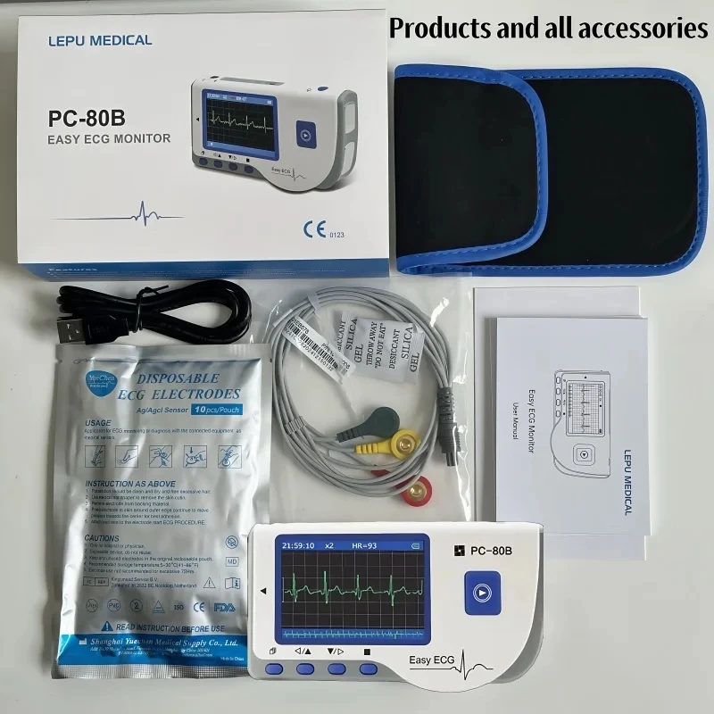 Moniteur d'électrocardiogramme dynamique portatif, moniteur de fréquence cardiaque, enregistreur d'électrocardiogramme Bluetooth, stockage de données par application