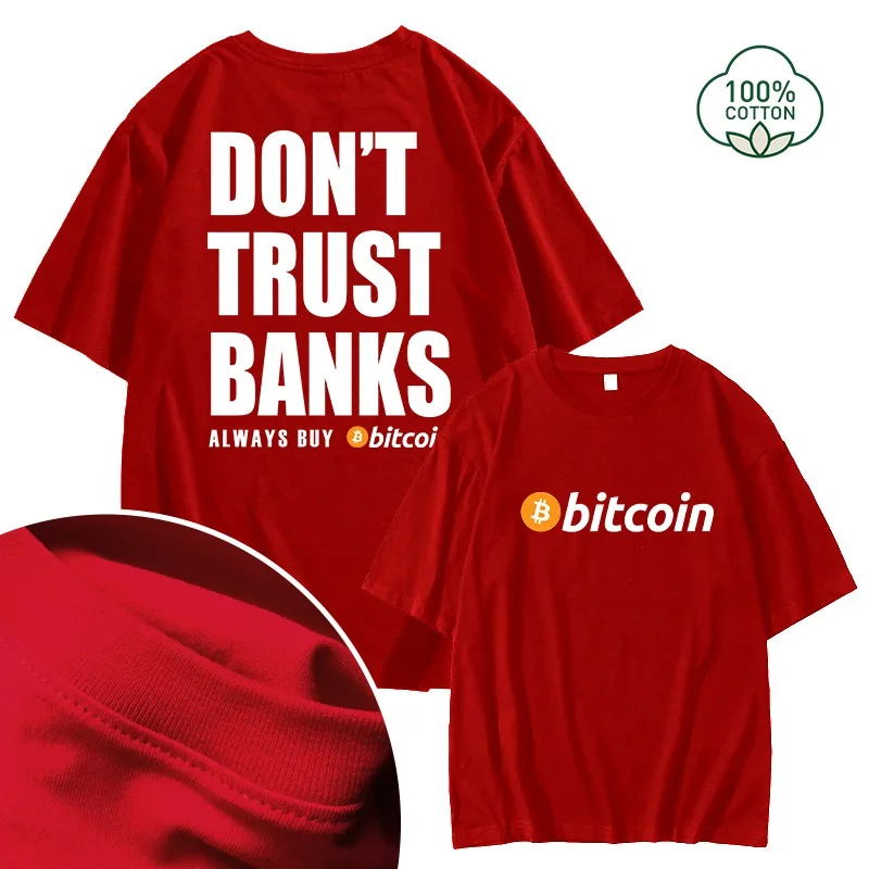 100% Cotton Bitcoin T-Shirt Ethereum Men Short Sleeve Crypto Basketball Shirt Casual Loose Sports Top Gift Clothing Girls Tees