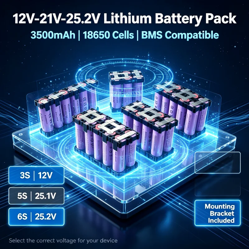 Pacco batteria al litio 12V 21V 25.2V, celle 18650, 3500mAh 7000mAh, con staffa di montaggio