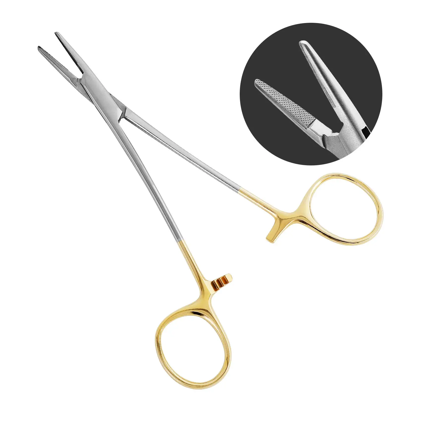 

Needle Holder Driver 5.1"/5.5"/6.3" with Tungsten Carbide Cross Serrated Inserts, Dental Surgical Scissors Suture Practice Kit