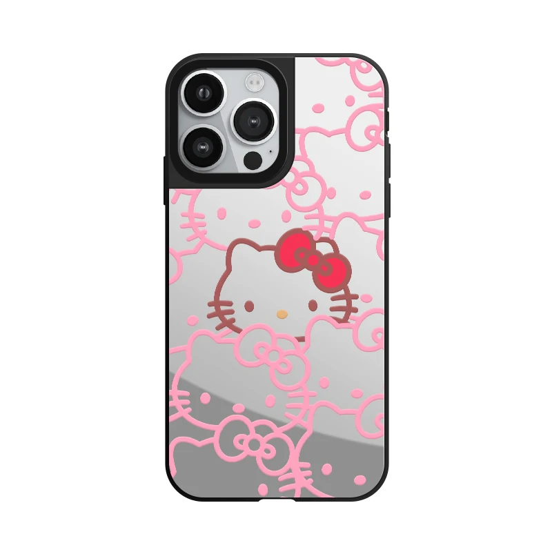 Cartoon Sanrio Hello Kitty Mirror Phone Case With MagSafe For iPhone 16 15 14 13 12 Pro Max Plus Anti-drop Shockproof Back Cover