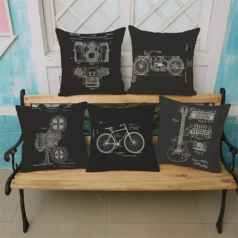 AliExpress IURGNAIJ Black and white bicycle guitar Cushion Cover Decorative Pillowcase Chair Seat Square Car Pillow