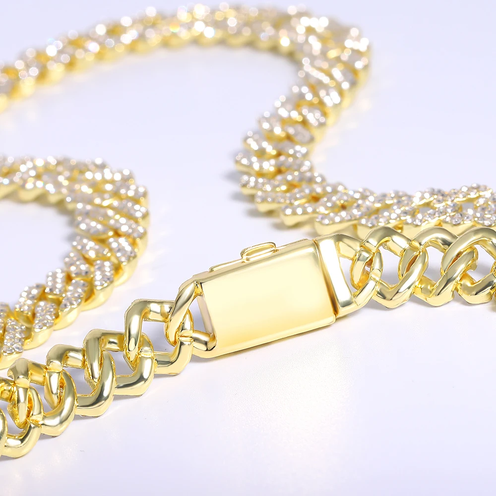 Hip Hop 13MM Cuban Chain 3PCS Watch+Necklace+Bracelet Bling Crystal Iced Out Rhinestones Cuban Chains For Women Men Jewelry Gift