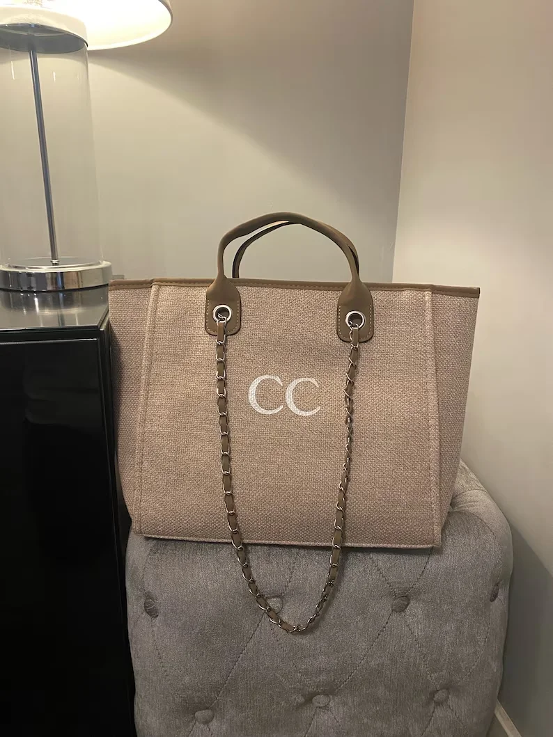 Bolso de hombro personalizado para mujer, bolso de playa, bolso de mano personalizado, bolso de lona, regalos para ella, bolso de mano con cadena, Personal