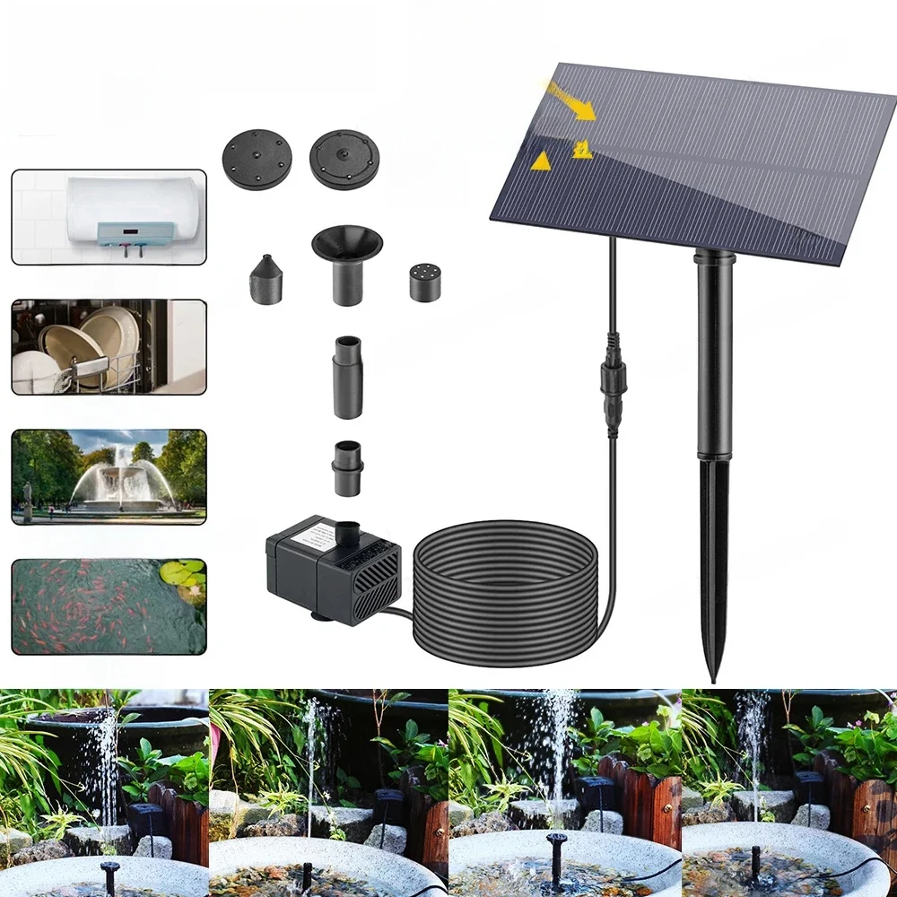 Mini Solar Fonteinpomp 5W 5V Power Board Kit Zonnepaneel Waterpomp voor Tuin Zwembad Fontein Indoor Vogel Badkamer Buiten - afbeelding 2