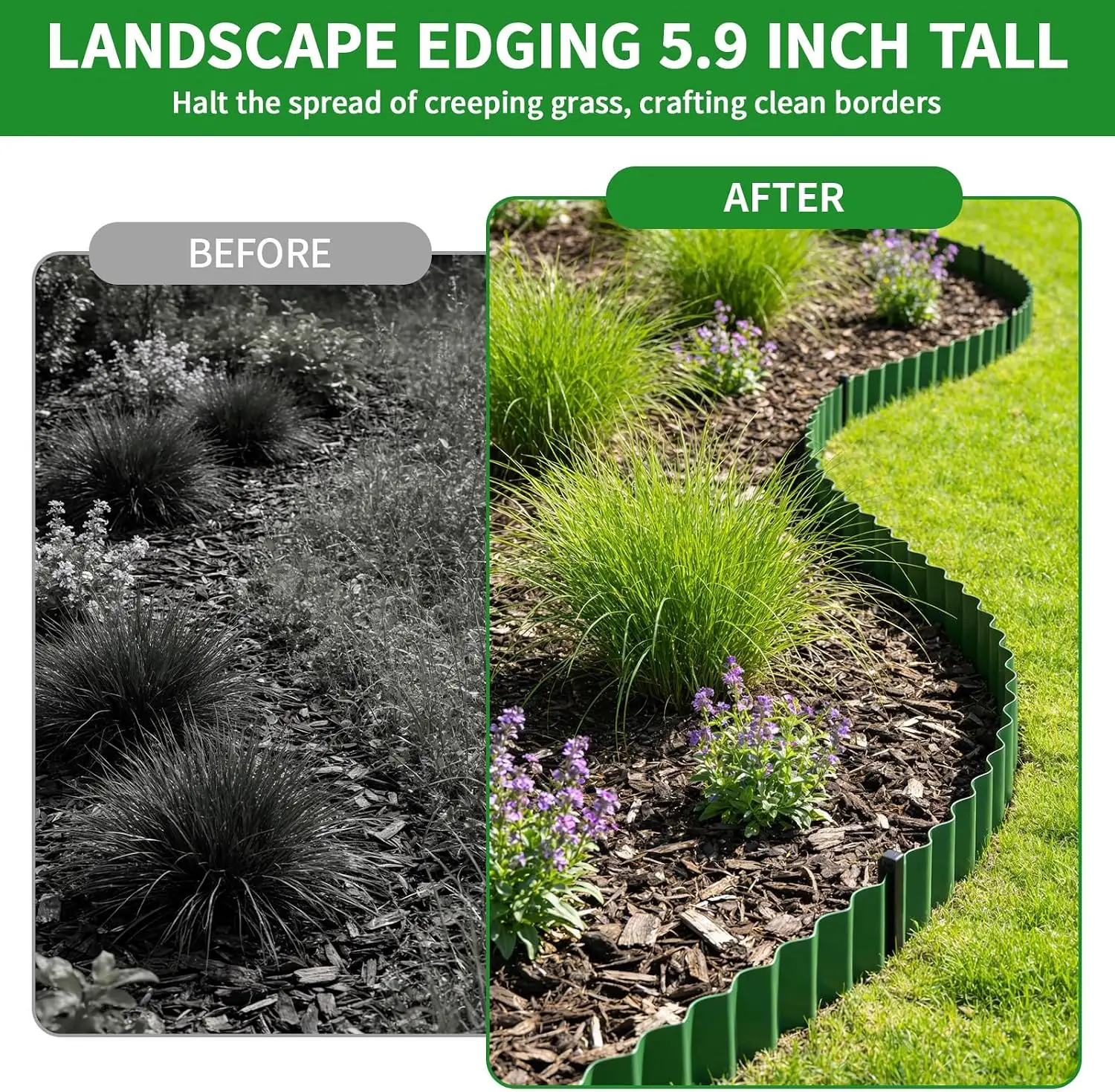 1 Rolle Rasenkante aus Kunststoff, gewellte Gartenbegrenzung, Blumenbeet-Zaun für Rasen und Gemüsegarten, DIY – Detail 7