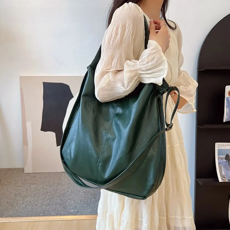 VONMONAN Fashion Big PU Leather Tote Bag for Women Trendy Female Simple Large High Capacity Retro Shoulder Side Bag Handbags — zdjęcie 2