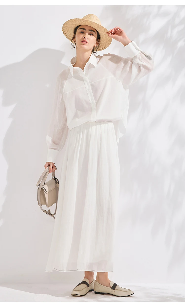 KX7613727 Luxuriöses Damenhemd aus Ramie-Baumwoll-Lyocell-Mischung, Designer-Eleganz, Locker Geschnitten, Schicke Sommerbluse – Detail 6