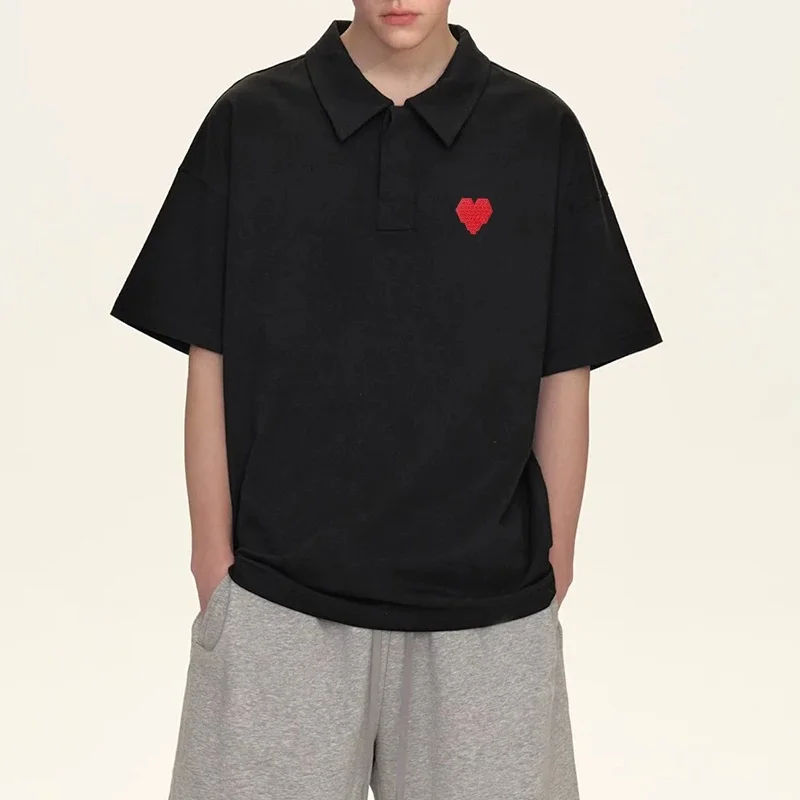 AMI AMORING nouveau amour brodé hommes Polo vêtements de sport affaires haut décontracté mode classique couleur unie Couple col haut